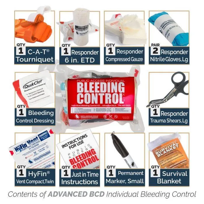 Public Access INDIVIDUAL Bleeding Control Kit - Vacuum Sealed