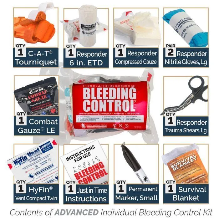 Public Access INDIVIDUAL Bleeding Control Kit - Vacuum Sealed