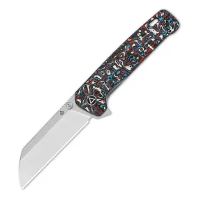 QSP Penguin Plus Frame Lock Pocket Knife 20CV Blade Red Blue Camo CF and Ti Handle