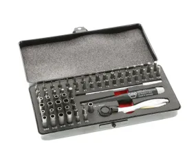 Ratchet and Micro Bits -Master Tech 65 Piece Set - ESD Handle, Mini In Metal Storage Box