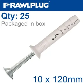 RAWLPLUG NYL NAIL-IN FIXING 10X120MM   CSK HEAD X25 -BOX RAW R-FX-N-10L120