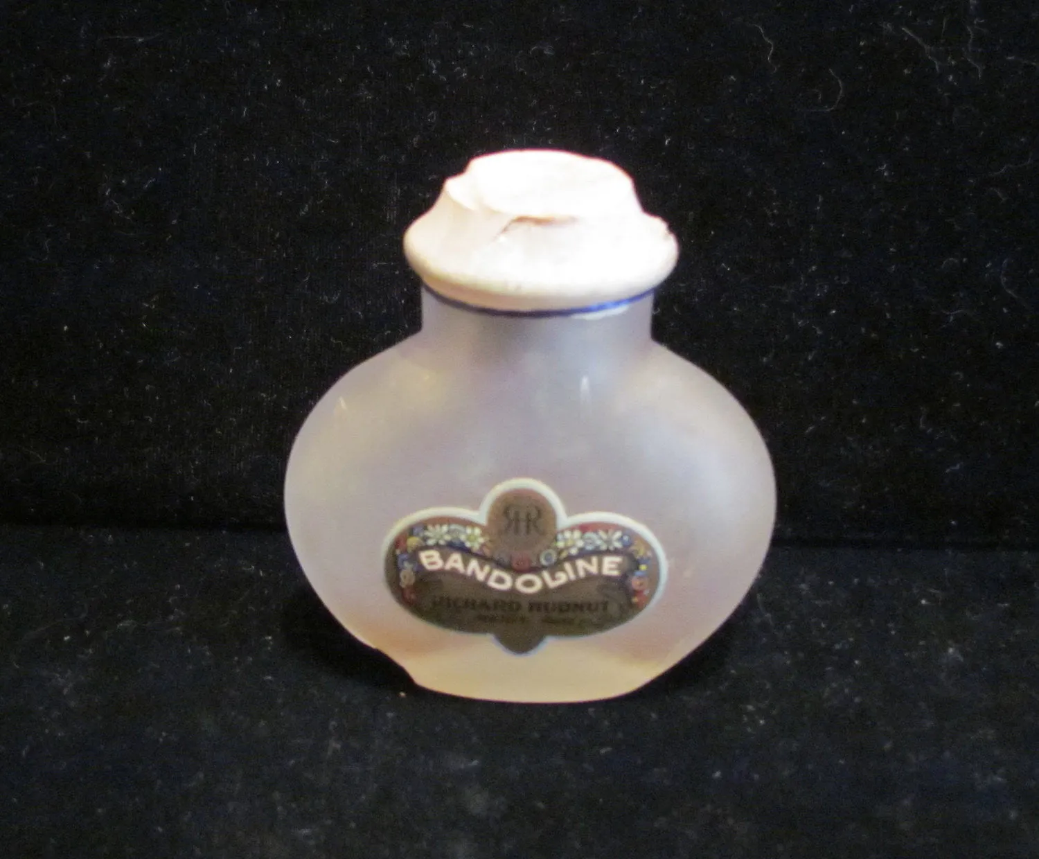 Richard Hudnut Perfume Bottle 1920's Bandoline Frosted Or Satin Glass Bottle Rare