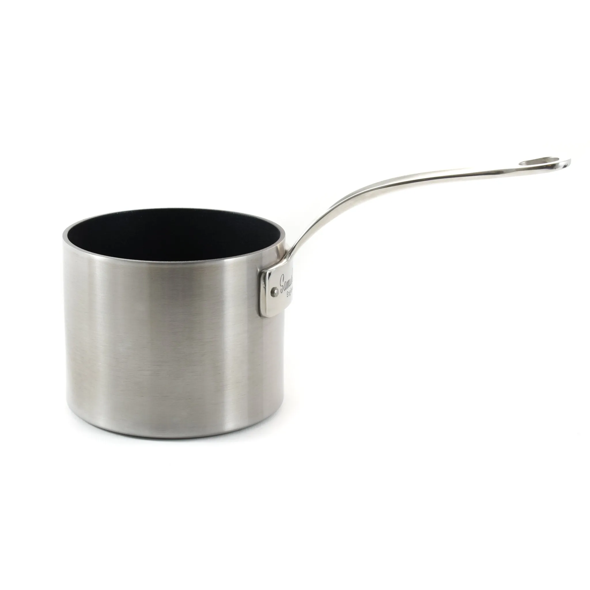 Samuel Groves Non-Stick Stainless Steel Straight Sided Milkpan, 14cm