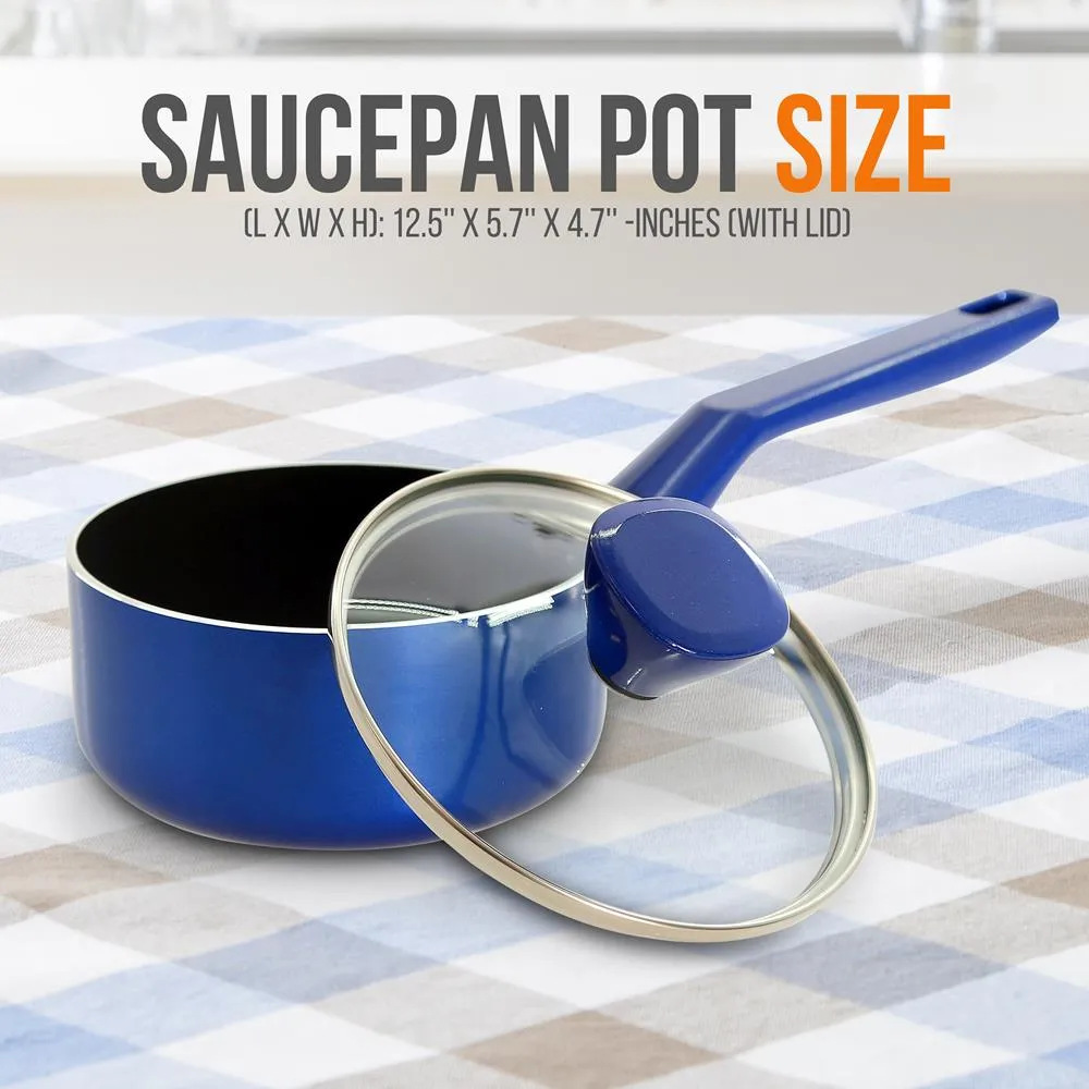 Saucepan Pot With Lid - Non-Stick High-Qualified Kitchen Cookware With See-Through Tempered Glass Lids, 1 Qt. (Works With Model: Nccwa13Bu)