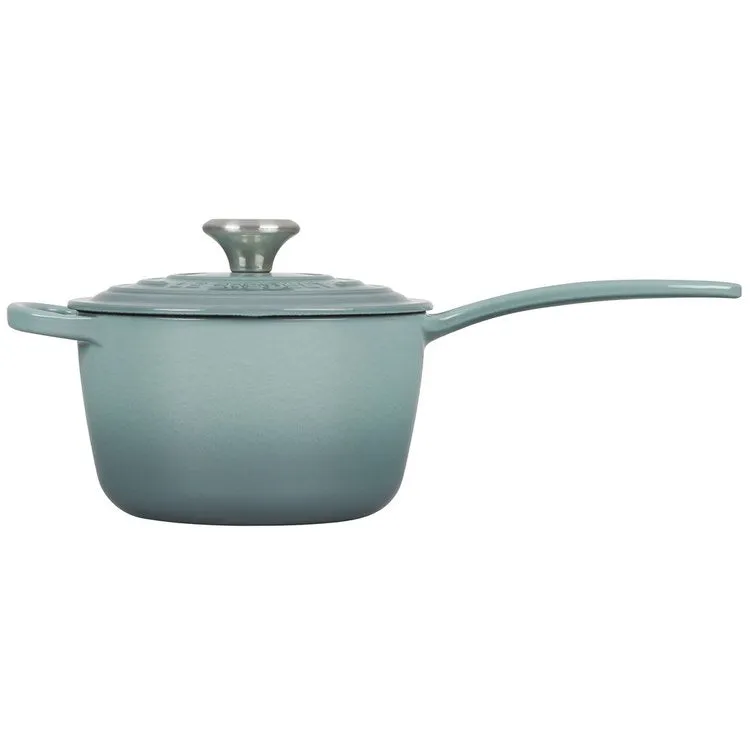 Signature 1.75-Quart Cast Iron Saucepan with Stainless Steel Knob - Sea Salt