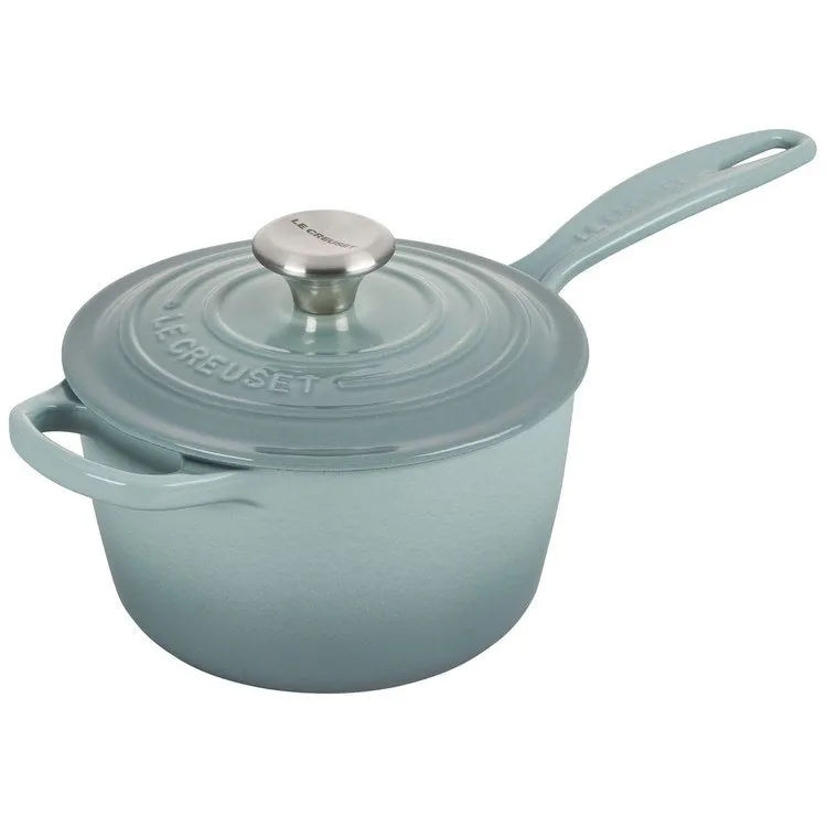 Signature 1.75-Quart Cast Iron Saucepan with Stainless Steel Knob - Sea Salt