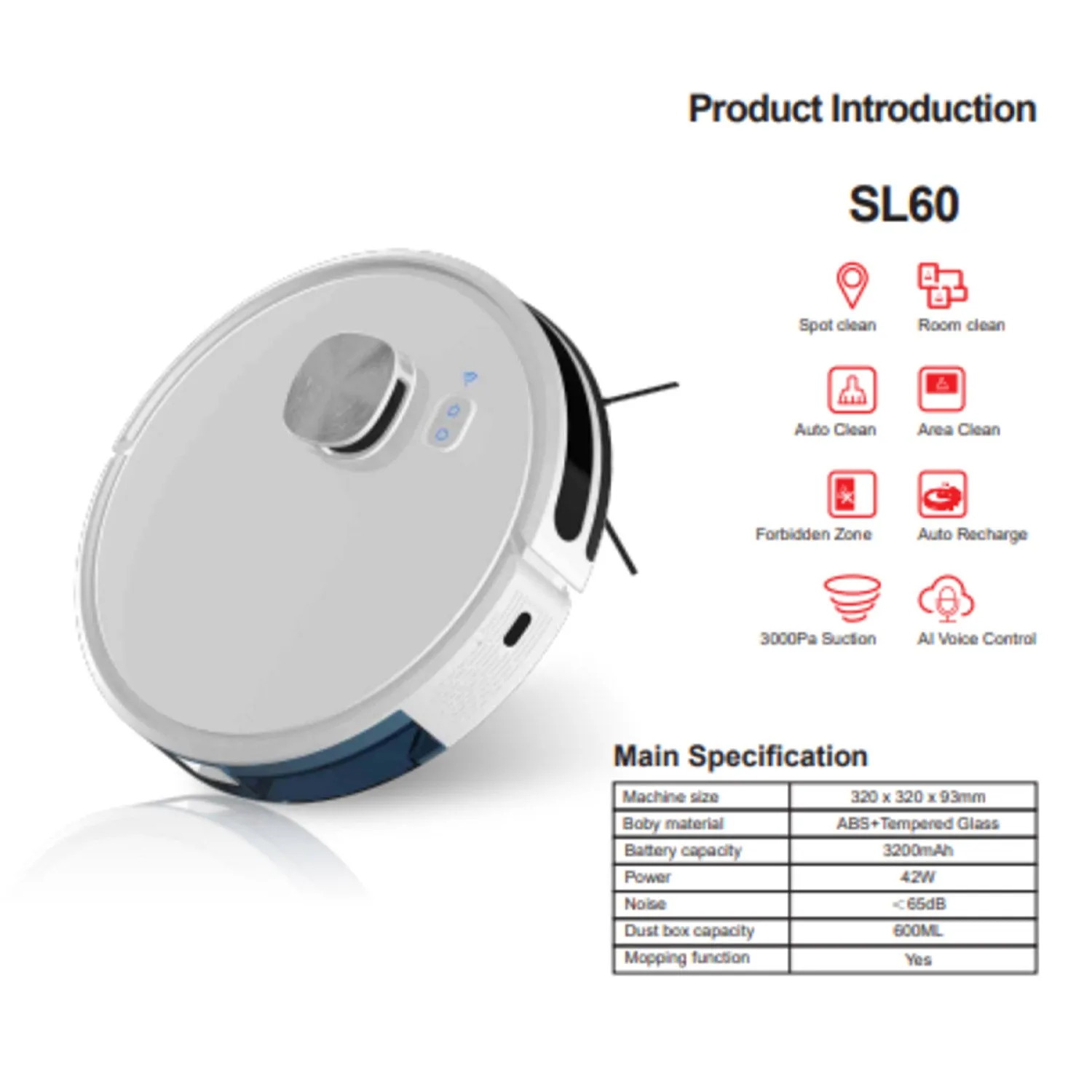 SmartNavi SDL60 Self-Emptying 360° Laser Detection Robot Vacuum Cleaner and Mop   SLAM Algorithm