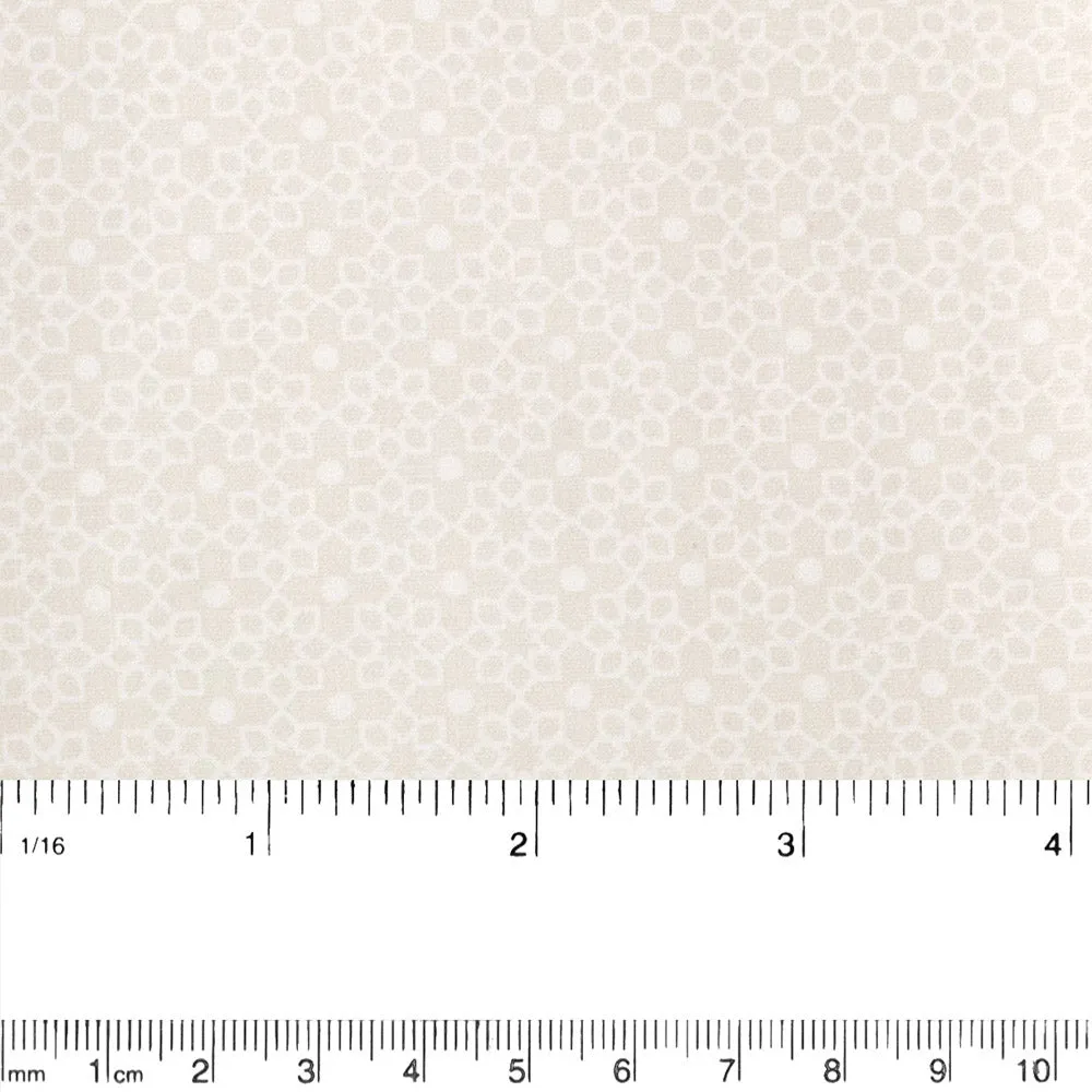 Stacey Lacquer Cotton print - Flowers / Dots - Off white