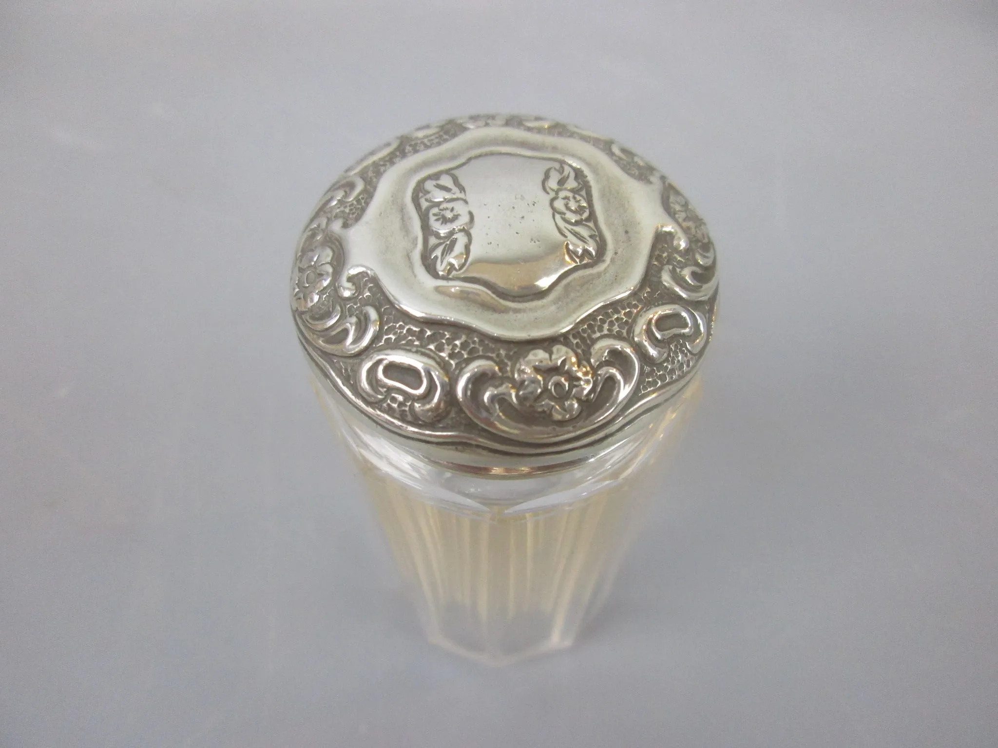 Sterling Silver Topped Dressing Table Pot Antique Edwardian Birmingham 1904