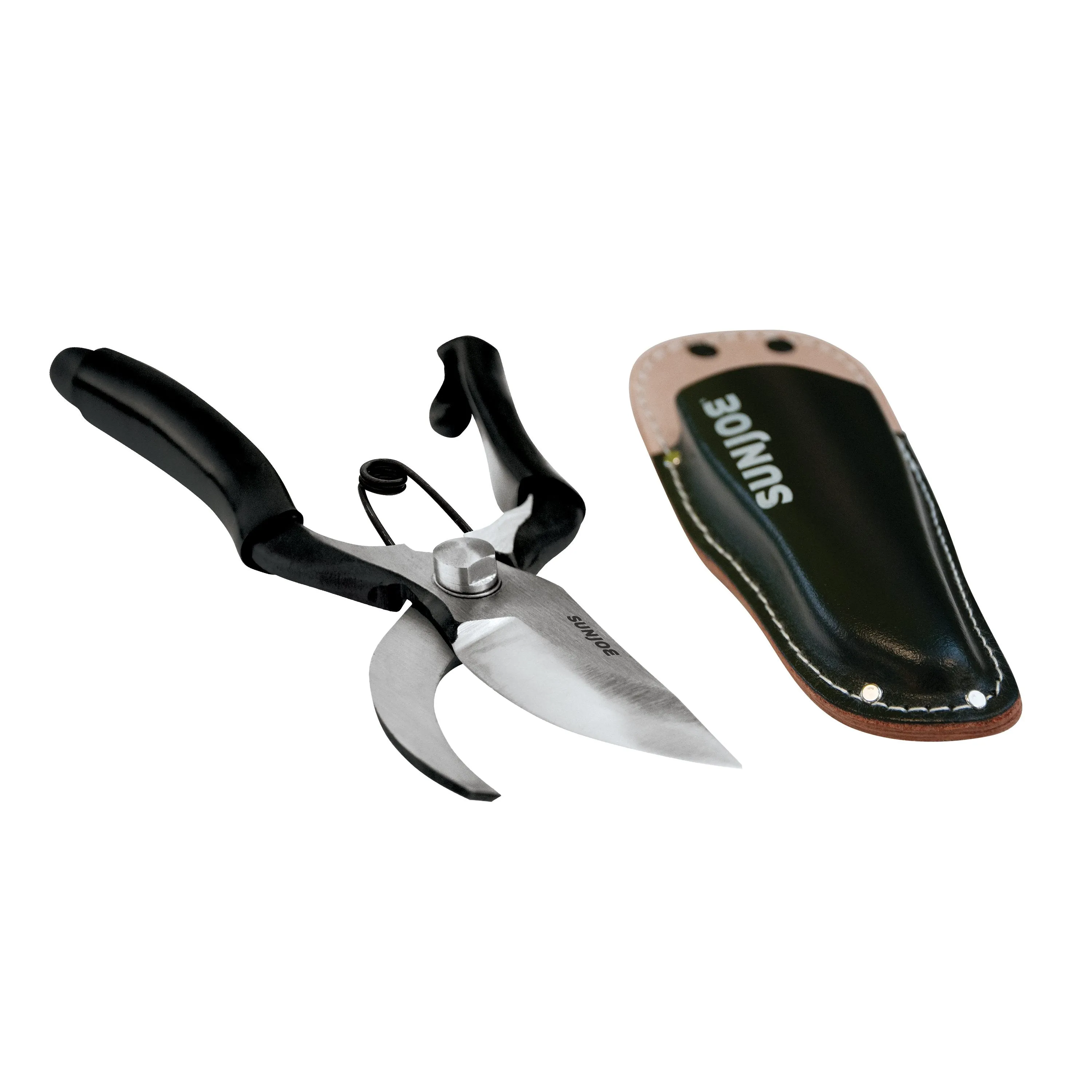 Sun Joe by Nisaku NJPSC1 Carbon Steel Pruner/Secateurs with Genuine Leather Holster and Non-Slip Grip