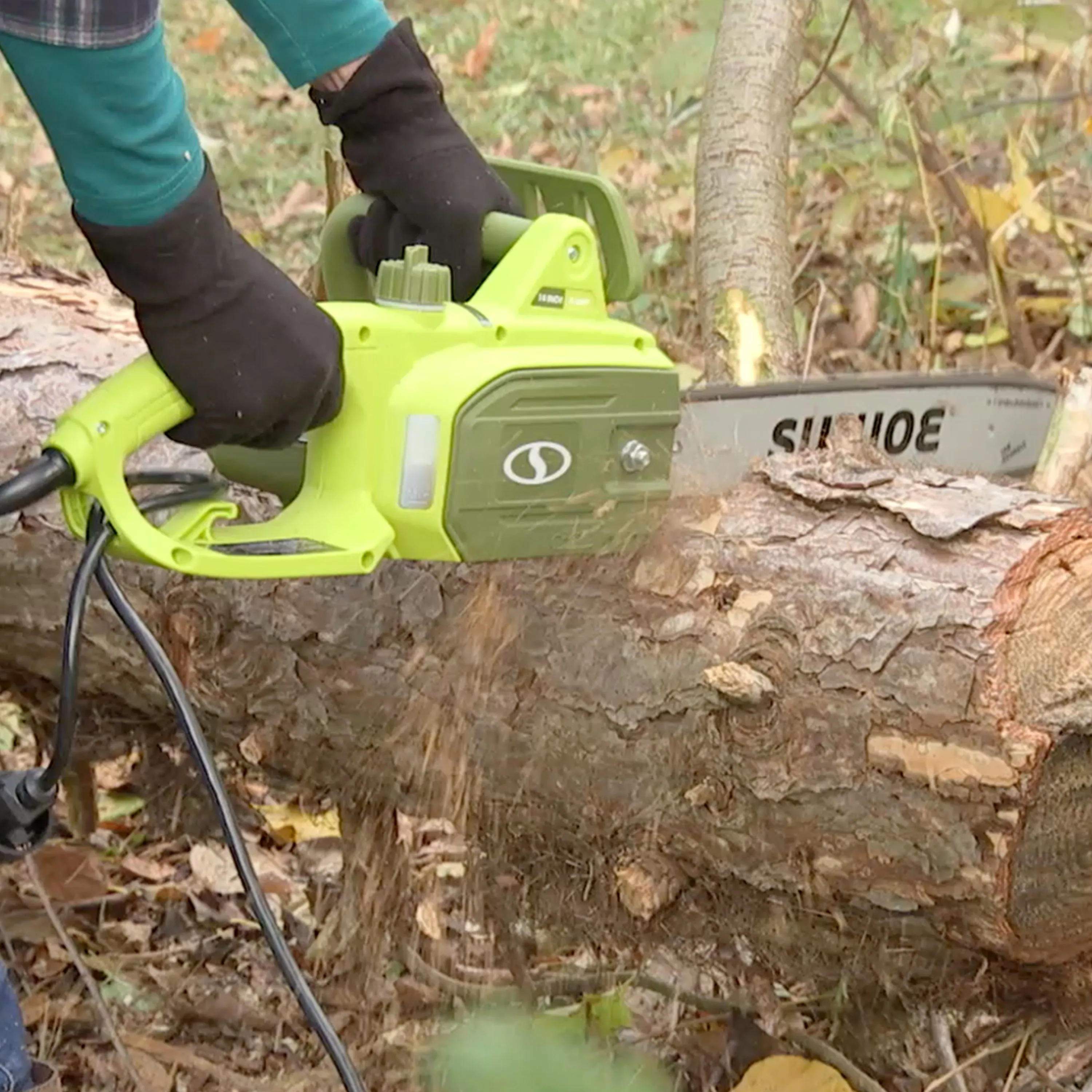 Sun Joe SWJ599E Tree Limb Master Electric Handheld Chainsaw | 14-Inch | 9-Amp | Low-Kickback