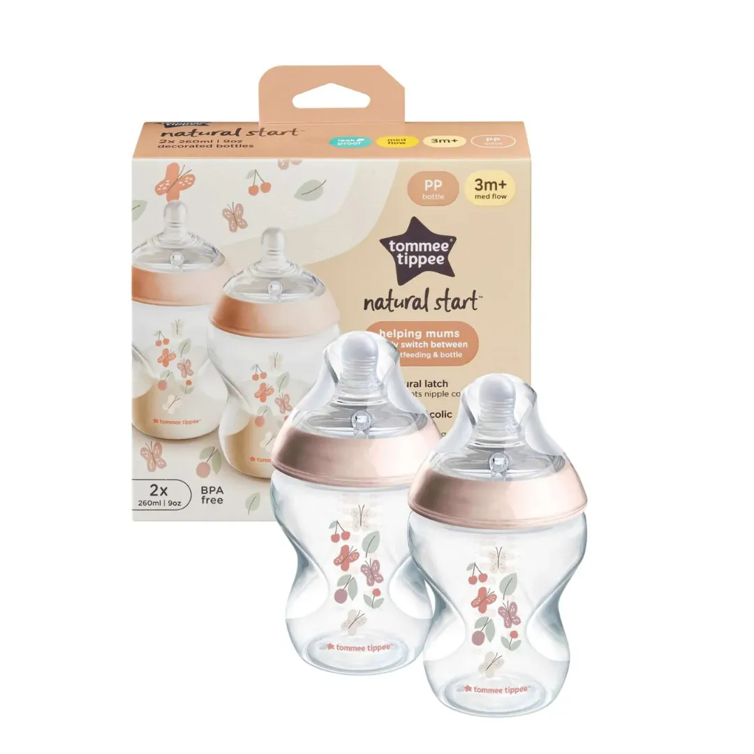 Tommee Tippee Natural Start PP Bottle 260ml - 2 Pack (Pink)