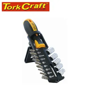 TORK CRAFT 15PC SCREWDRIVER SET WITH BITS SOCKETS AND BELT CLIP KT1115