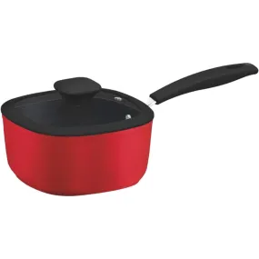 Tramontina Brazil  Refinatta  18cm 2.2L Aluminum Saucepan with Interior Starflon Premium PFOA Free Nonstick Coating and Red Silicon Exterior