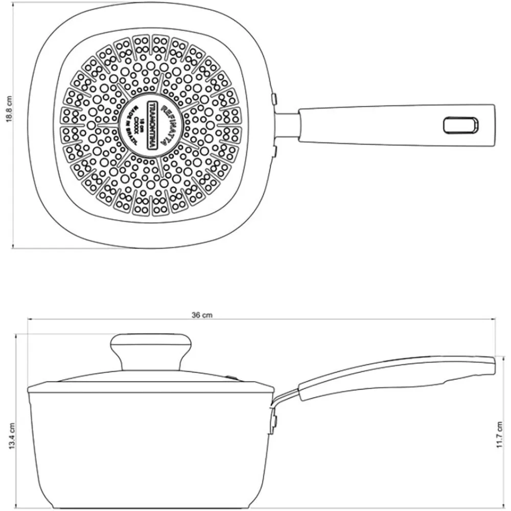 Tramontina Brazil  Refinatta  18cm 2.2L Aluminum Saucepan with Interior Starflon Premium PFOA Free Nonstick Coating and Red Silicon Exterior