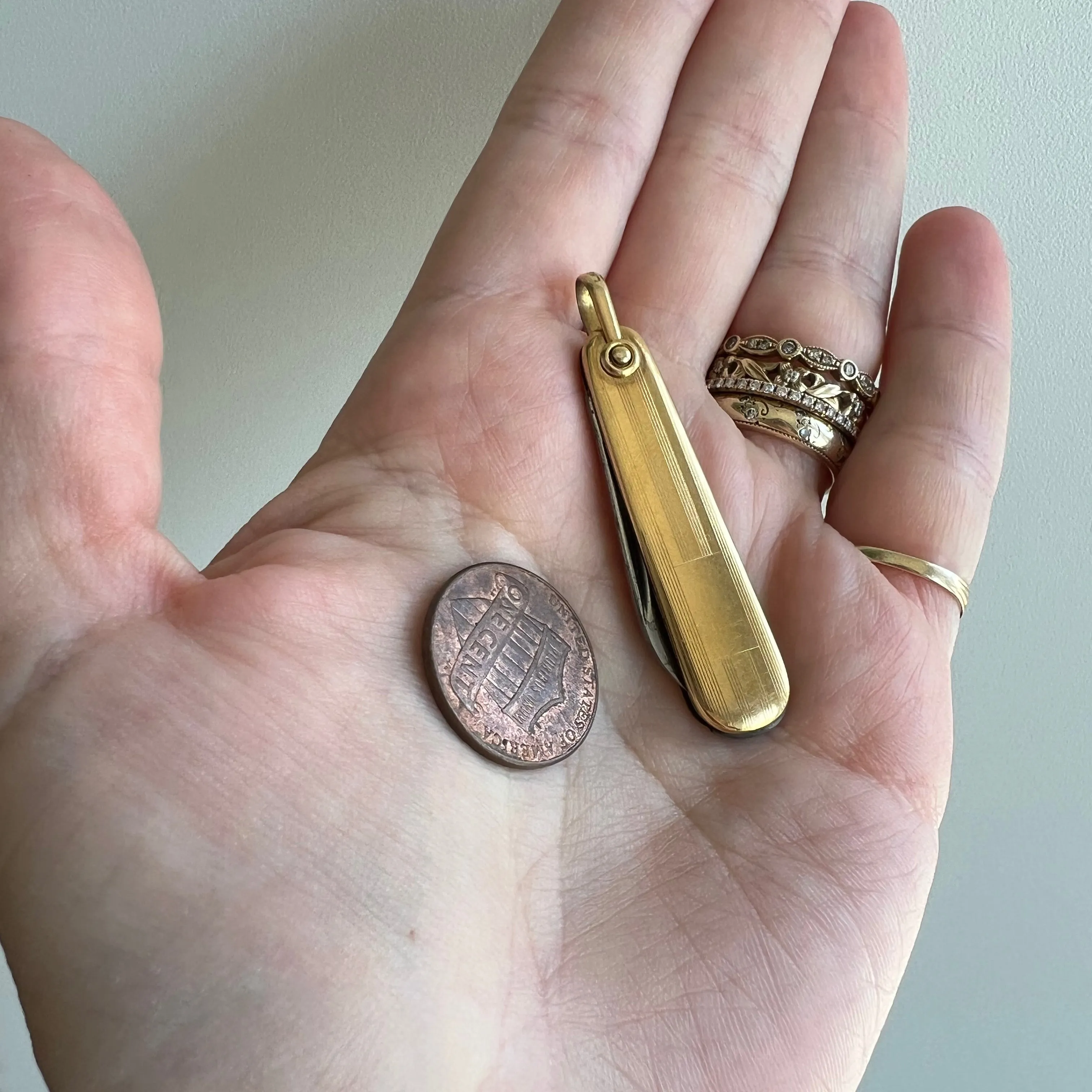 V I N T A G E // for tiny slices / gold filled pen knife / a pocket knife pendant