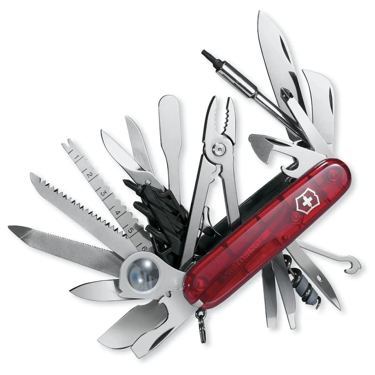 Victorinox Swiss Army Multi-Tool, SwissChamp XLT Pocket Knife, Ruby,91mm