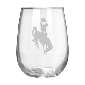 Wyoming Cowboys 17 oz. Stemless Wine Glass